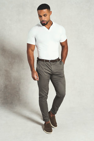 Essential Jersey Buttonless Polo Shirt in White