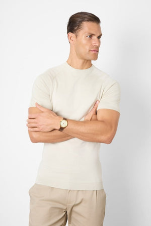 Fine Gauge Knitted T-Shirt in Linen - TAILORED ATHLETE - ROW