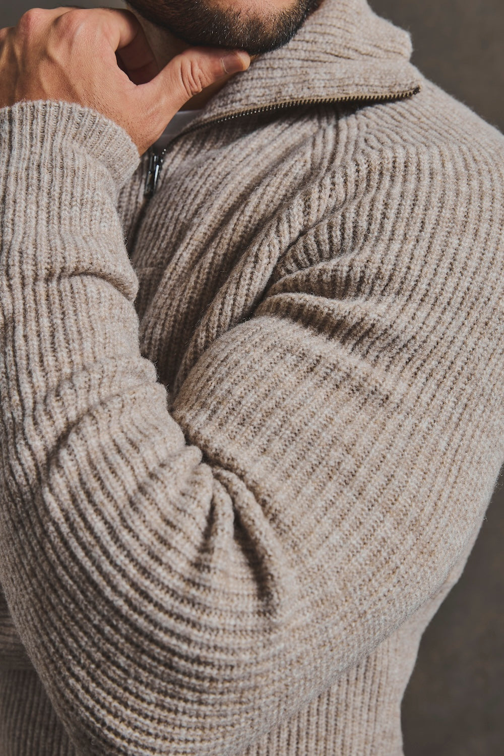 Fisherman Rib Half Zip in Neutral
