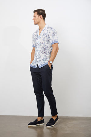 Printed Shirt in Blue Floral - TAILORED ATHLETE - ROW