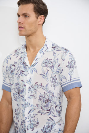 Printed Shirt in Blue Floral - TAILORED ATHLETE - ROW