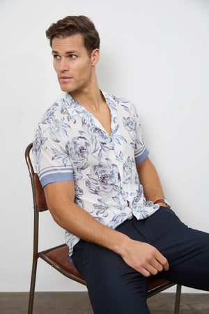 Printed Shirt in Blue Floral - TAILORED ATHLETE - ROW