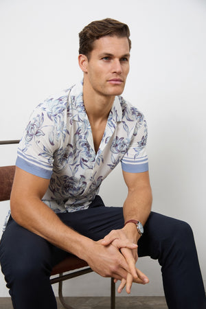 Printed Shirt in Blue Floral - TAILORED ATHLETE - ROW