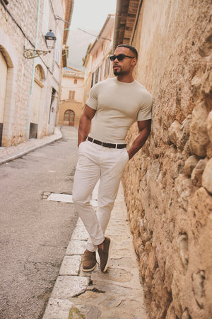 Fine Gauge Knitted T-Shirt in Linen