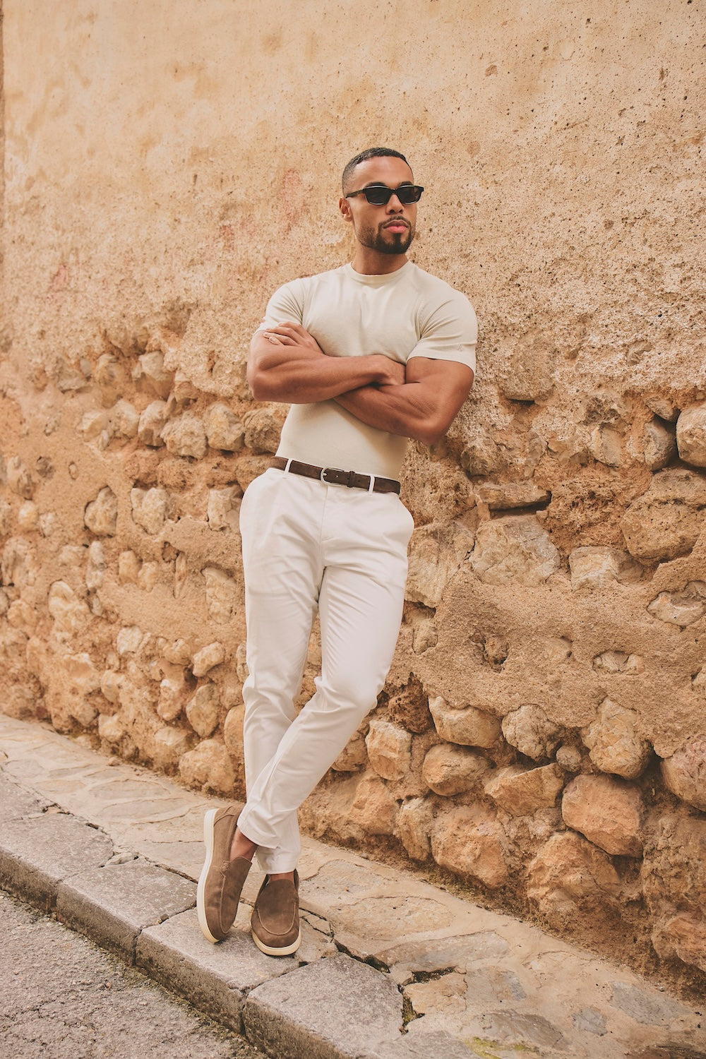 Fine Gauge Knitted T-Shirt in Linen