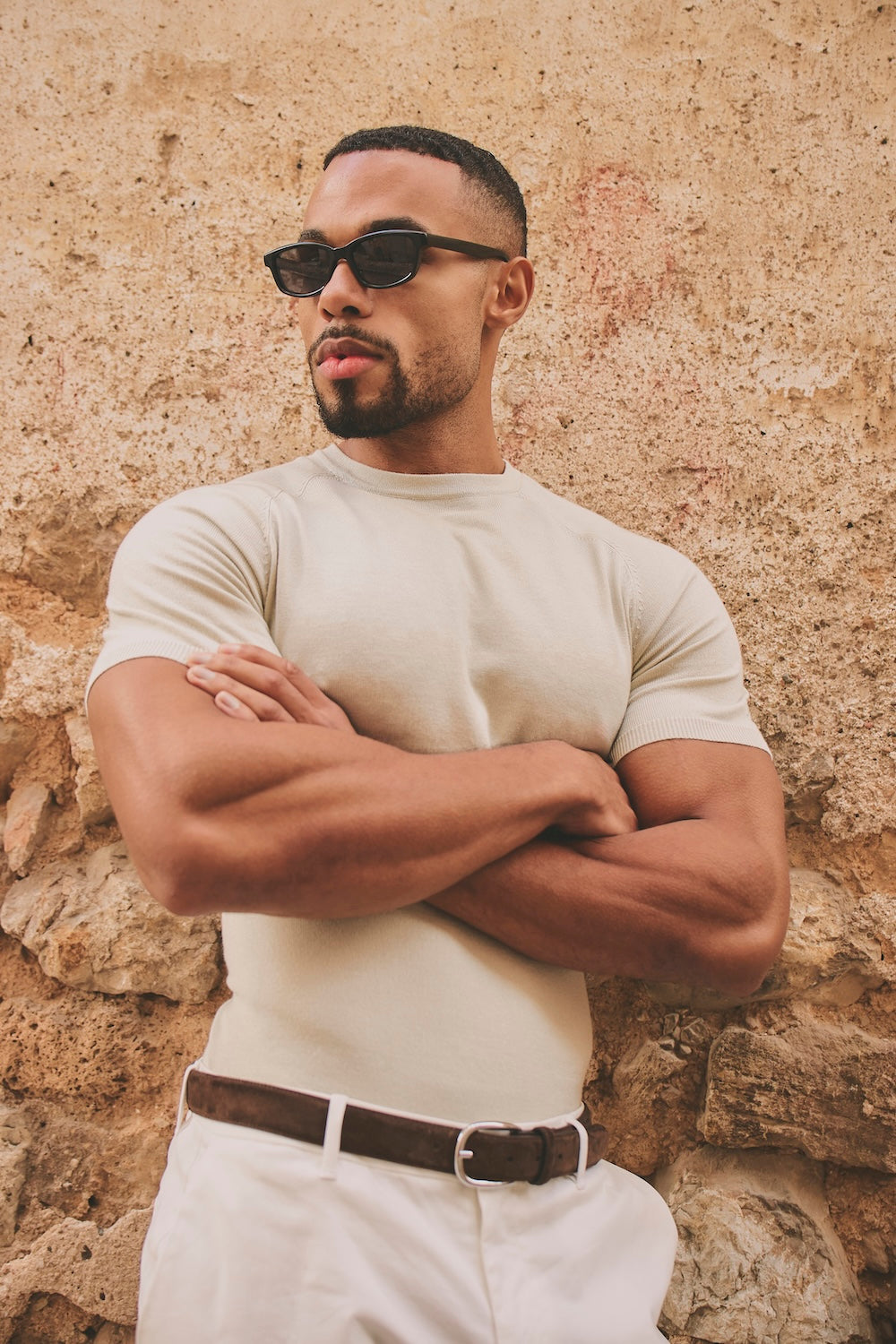 Fine Gauge Knitted T-Shirt in Linen