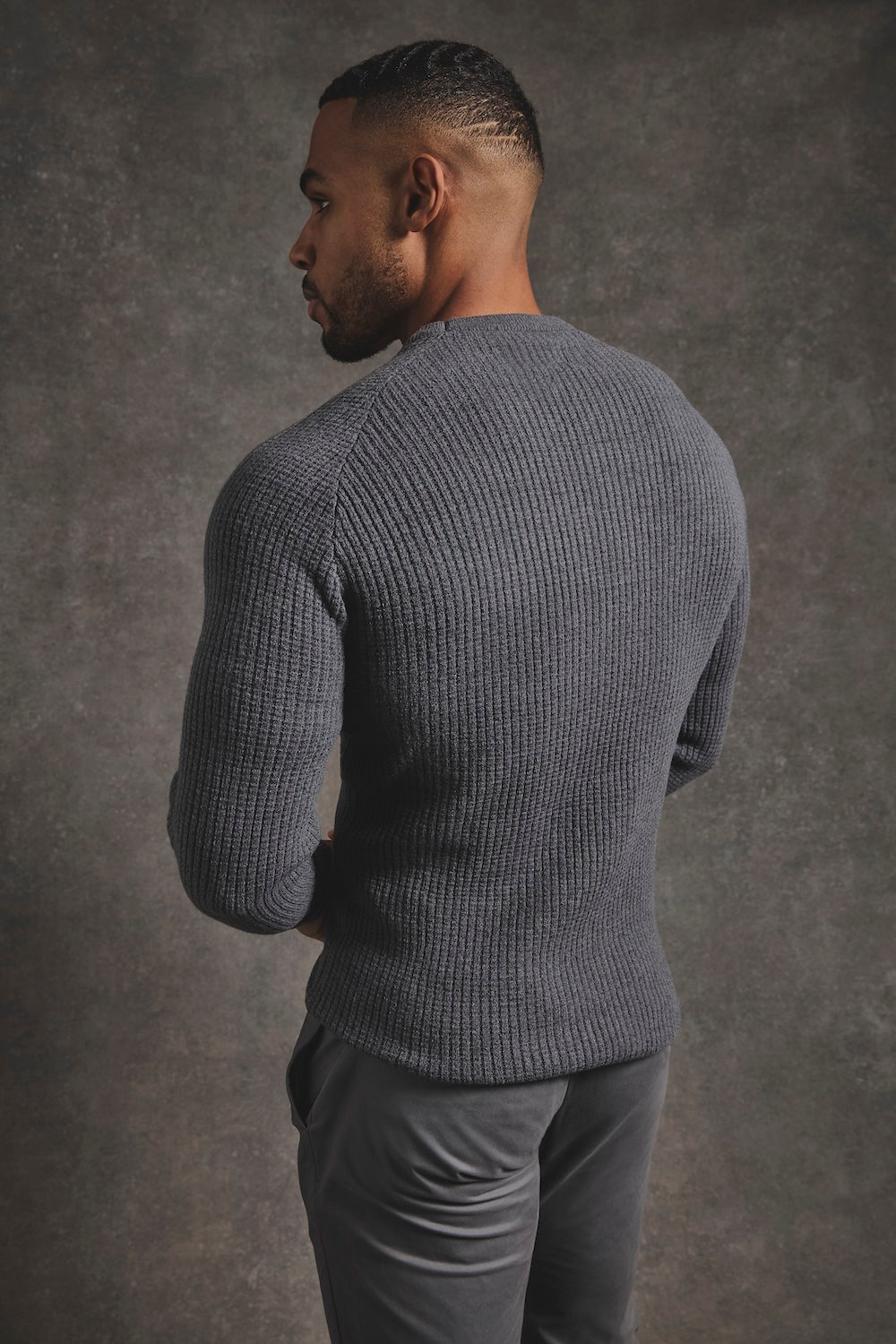 Fisherman Crew Neck Jumper in Iron Grey