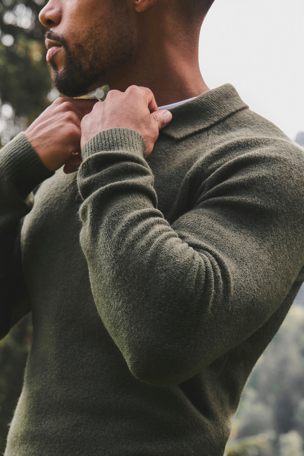 Supersoft Knitted Polo Shirt in Moss Green