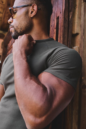 Textured Jersey T-Shirt in Dark Moss