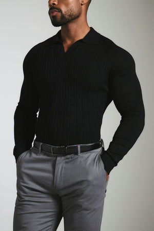 Muscle Fit Cotton Stretch Chino Trouser in Dark Grey