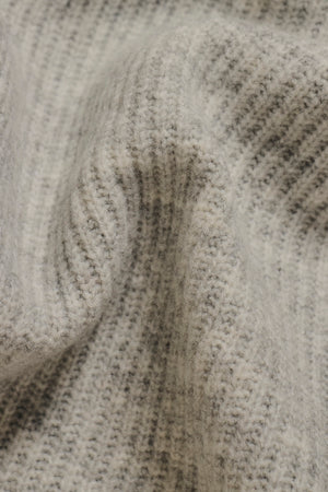 Fisherman Rib Half Zip in Soft Grey Marl