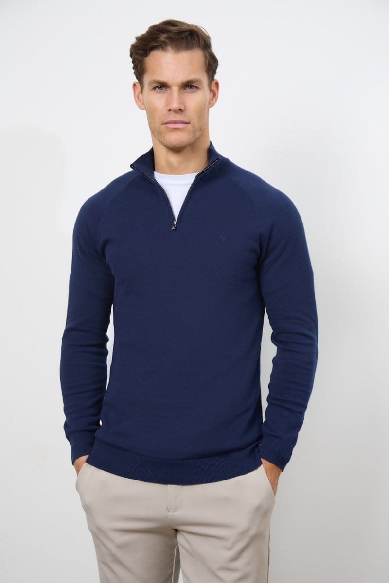 Half Zip Neck in Navy - TAILORED ATHLETE - ROW