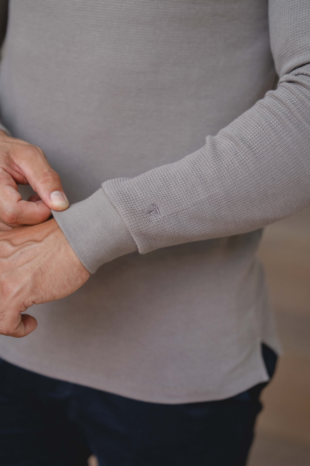 Heavy Weight Textured Crew Neck in Soft Mocha