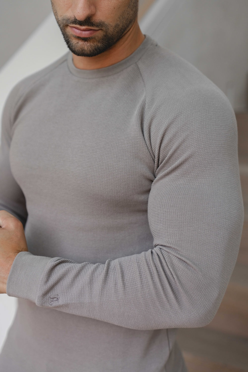 Heavy Weight Textured Crew Neck in Soft Mocha