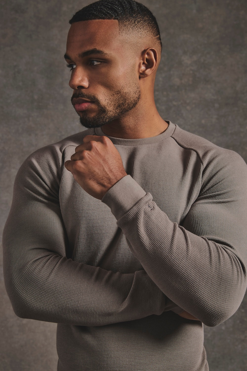 Heavy Weight Textured Crew Neck in Soft Khaki