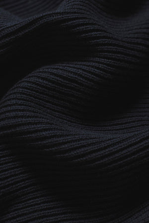 Cotton Textured Knitted Half Zip Polo Shirt in Navy 1