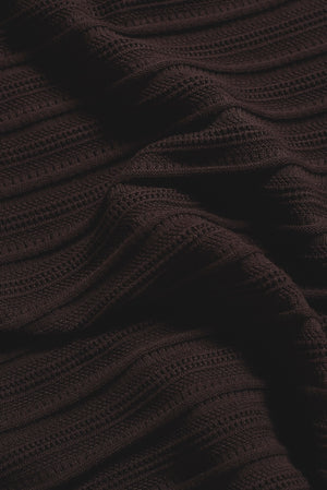 Horizontal Stripe Cotton Knitted Polo Shirt in Chocolate