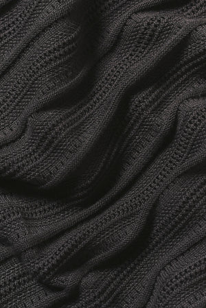 Horizontal Stripe Cotton Knitted Polo Shirt in Grey