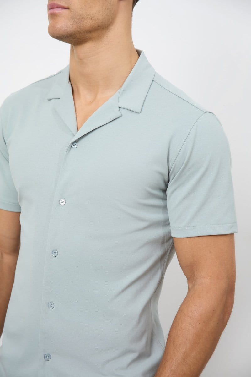 Jersey Cuban Collar Shirt in Sage - TAILORED ATHLETE - ROW