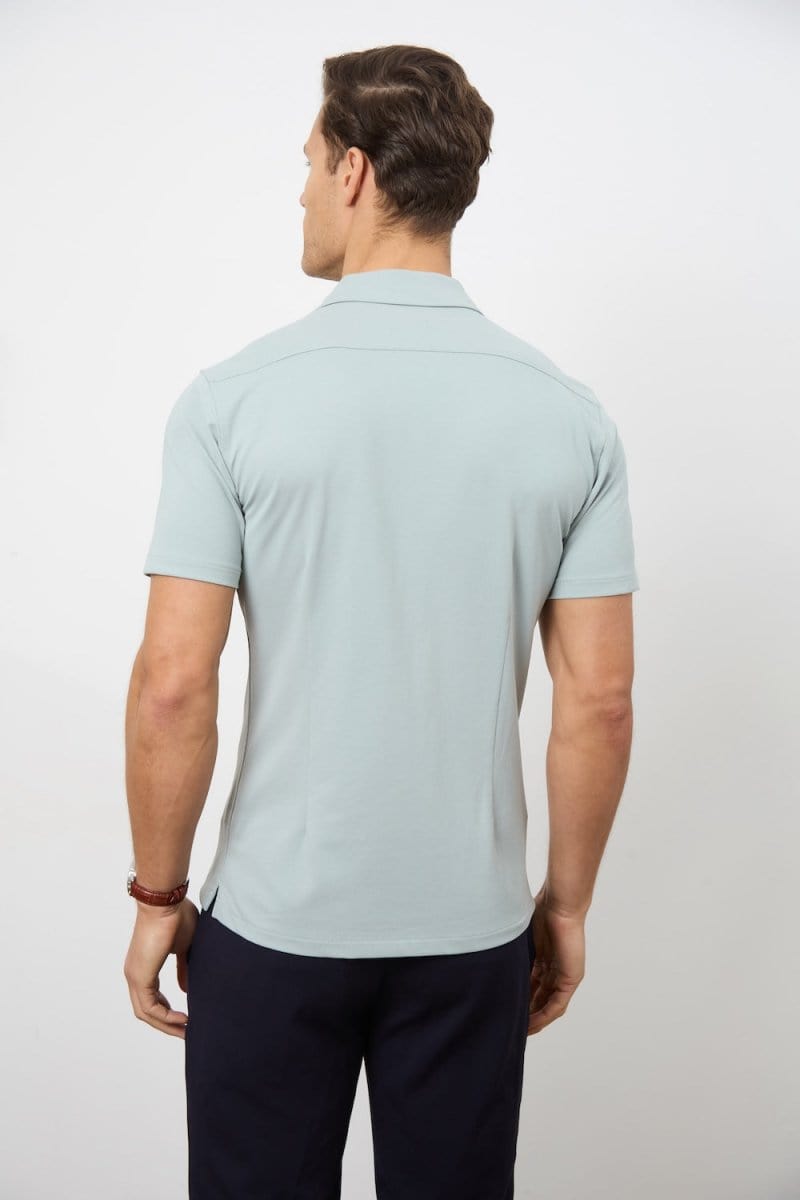 Jersey Cuban Collar Shirt in Sage - TAILORED ATHLETE - ROW