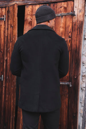 Single Breasted Overcoat in Black
