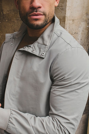 Shower Resistant Funnel Neck Jacket in Pebble Grey