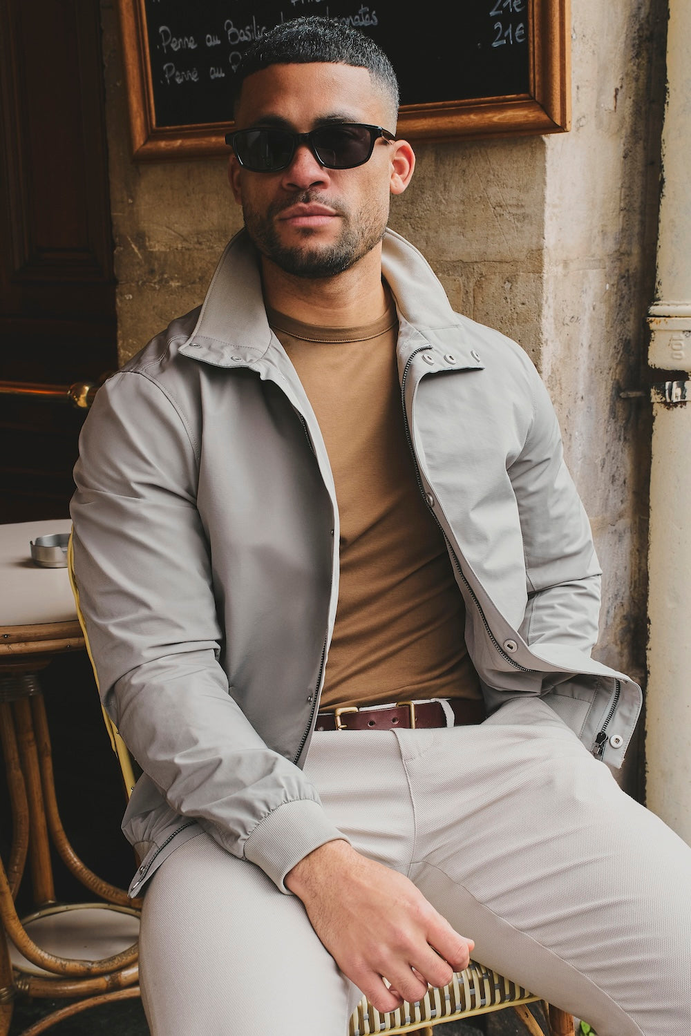 Shower Resistant Funnel Neck Jacket in Pebble Grey