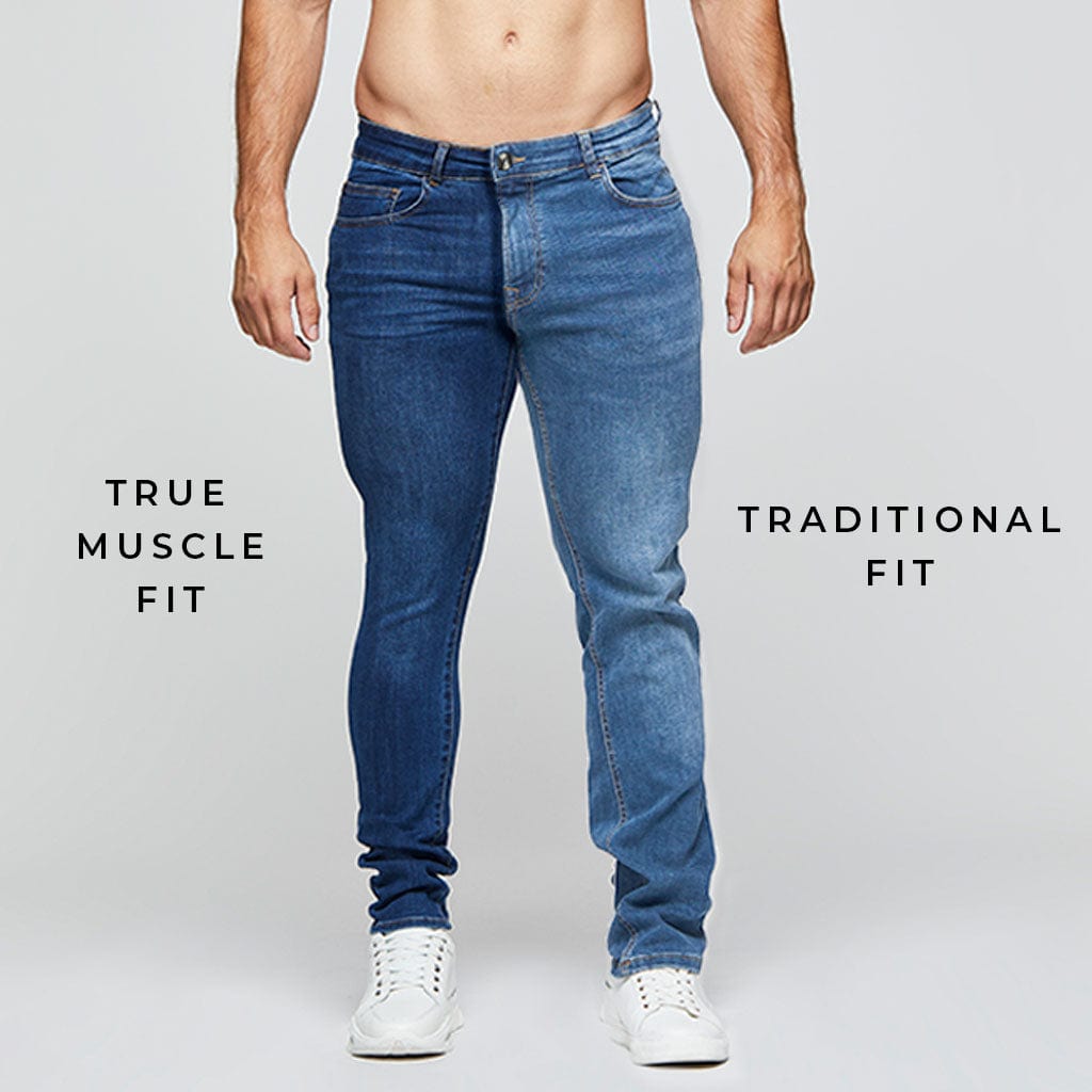 Muscle fit jeans offering a perfect combination of comfort and style for athletic builds and casual wear
