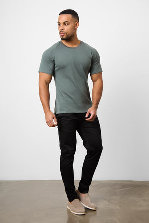 Knit Look T-Shirt in Soft Khaki - TAILORED ATHLETE - ROW