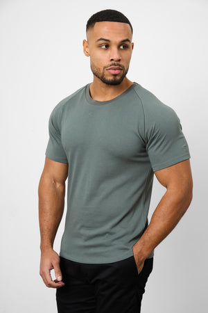 Knit Look T-Shirt in Soft Khaki - TAILORED ATHLETE - ROW