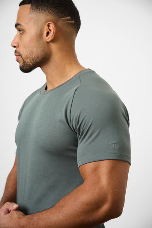 Knit Look T-Shirt in Soft Khaki - TAILORED ATHLETE - ROW