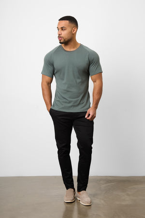 Knit Look T-Shirt in Soft Khaki - TAILORED ATHLETE - ROW