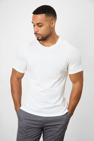 Knit Look T-Shirt in White - TAILORED ATHLETE - ROW