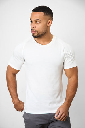 Knit Look T-Shirt in White - TAILORED ATHLETE - ROW