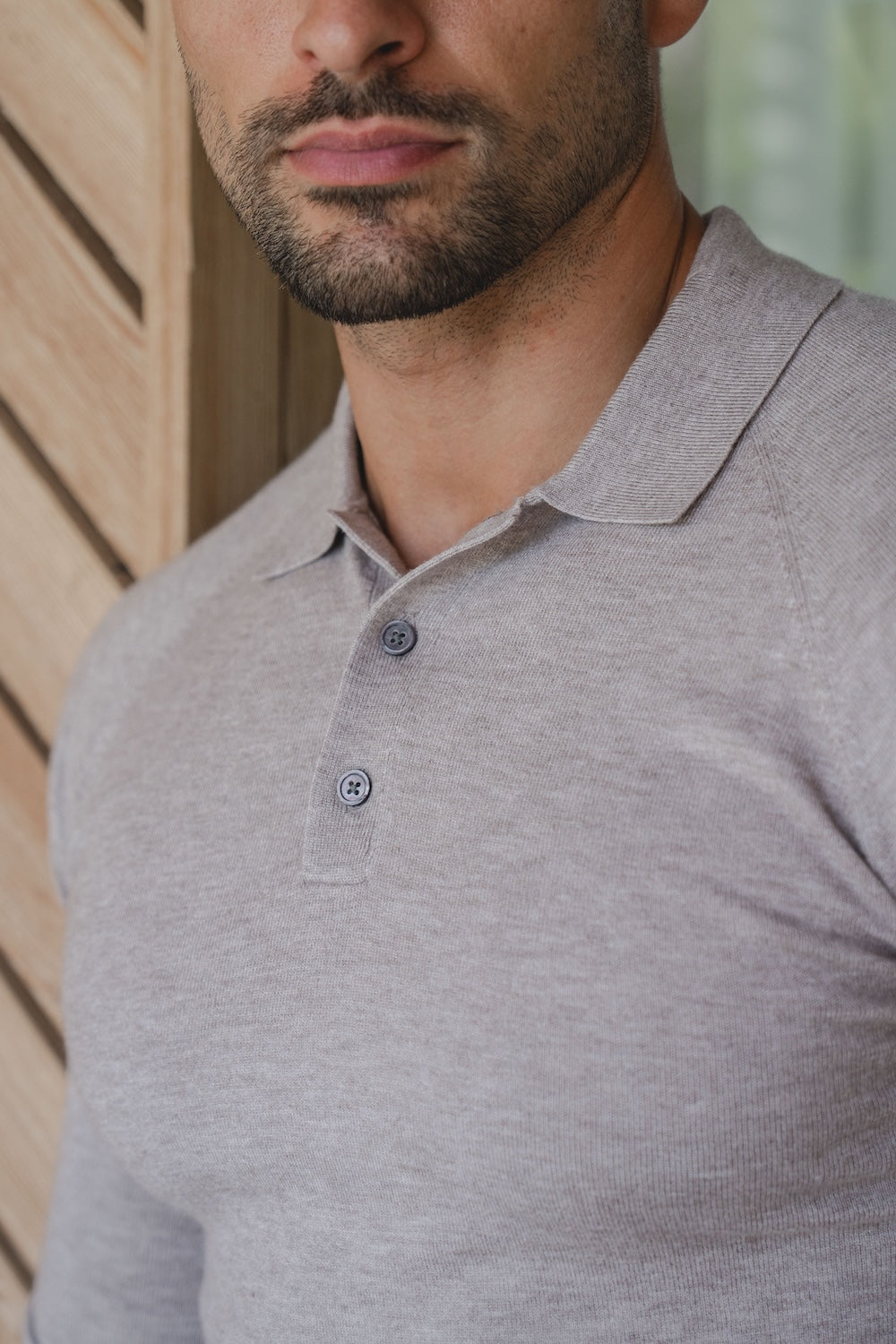 Knitted Polo Shirt in Neutral