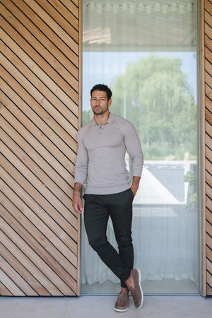 Knitted Polo Shirt in Neutral Col