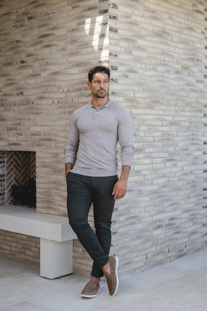 Knitted Polo Shirt in Neutral Col