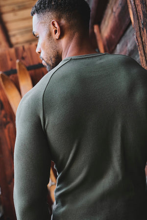 Heavy Weight Textured Crew Neck in Soft Khaki