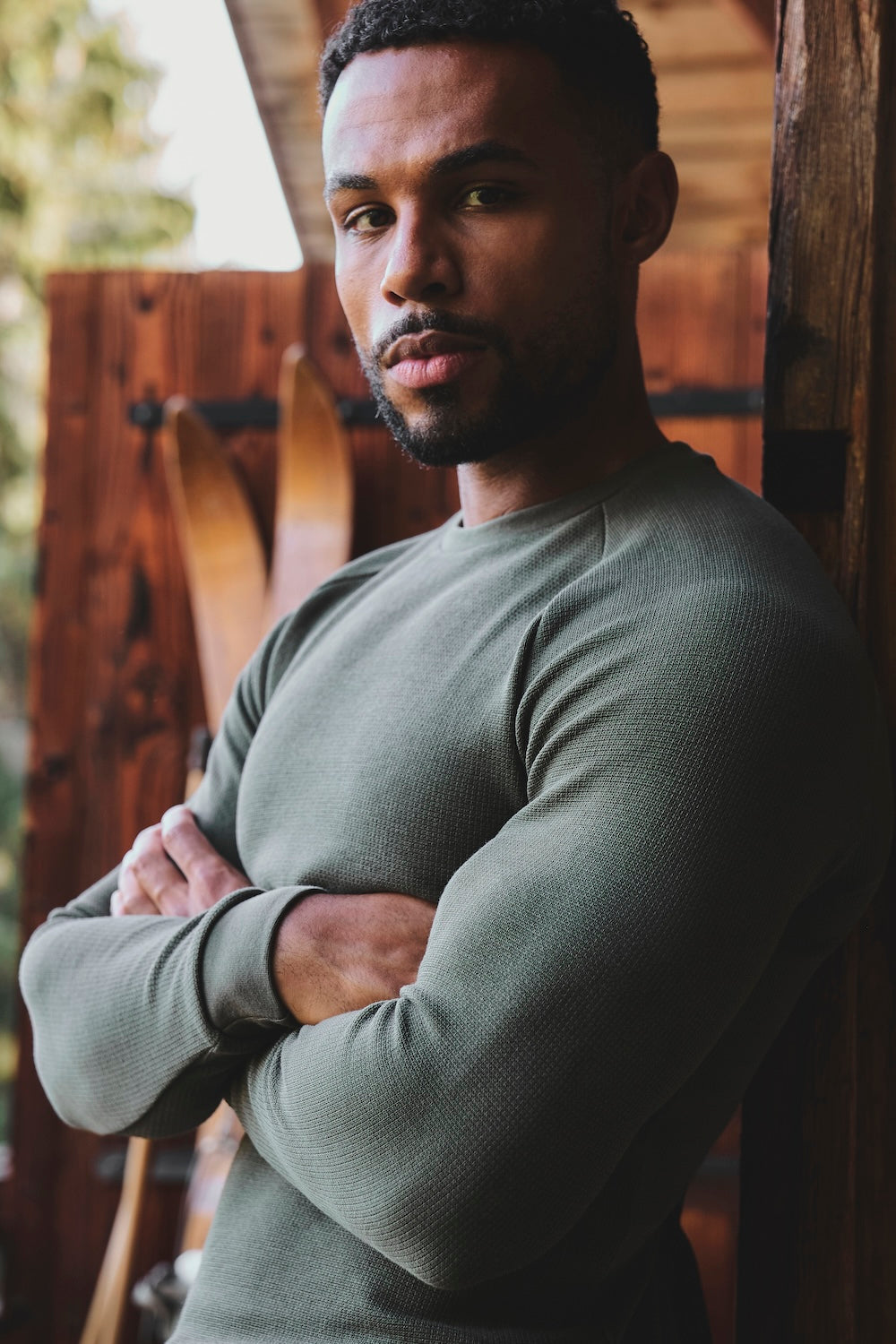 Heavy Weight Textured Crew Neck in Soft Khaki