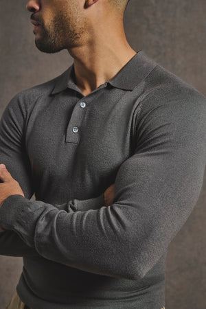 Knitted Polo Shirt in Mocha