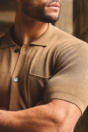 Textured Knitted Shirt in Chestnut