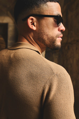 Textured Knitted Shirt in Chestnut