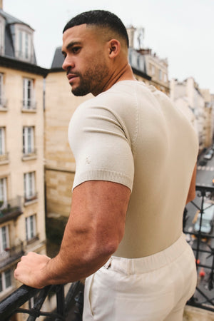 Fine Gauge Knitted T-Shirt in Linen