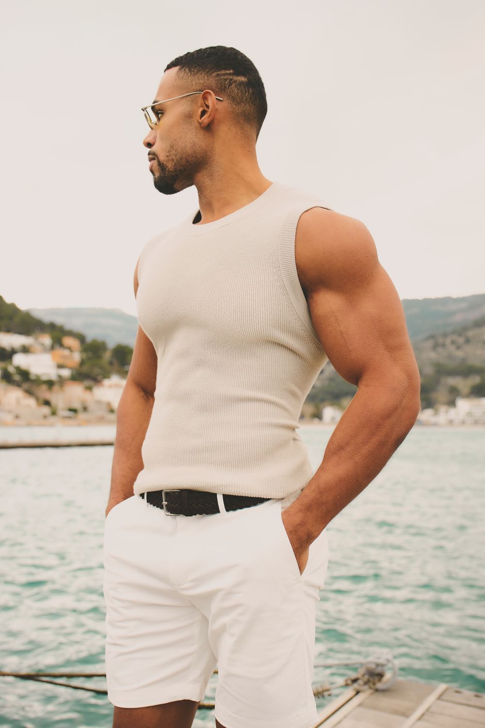 Knitted Vest in Stone