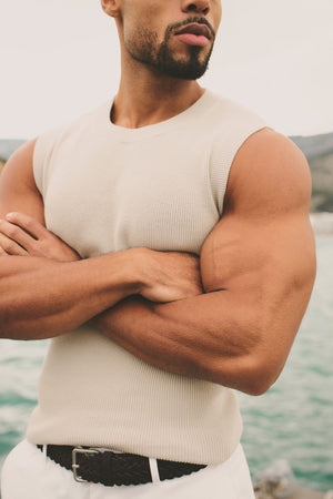 Knitted Vest in Stone