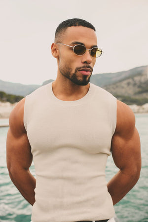 Knitted Vest in Stone