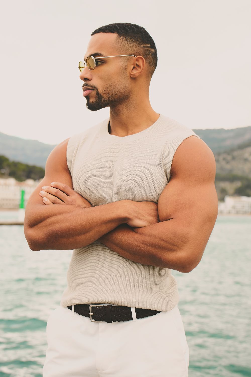 Knitted Vest in Stone