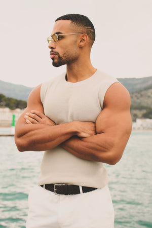 Knitted Vest in Stone