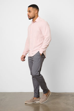 Linen Blend Button Through Shirt in Pink - TAILORED ATHLETE - ROW