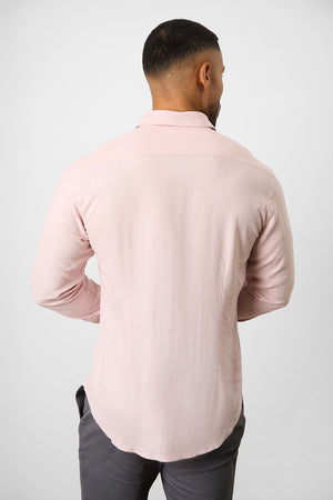 Linen Blend Button Through Shirt in Pink - TAILORED ATHLETE - ROW